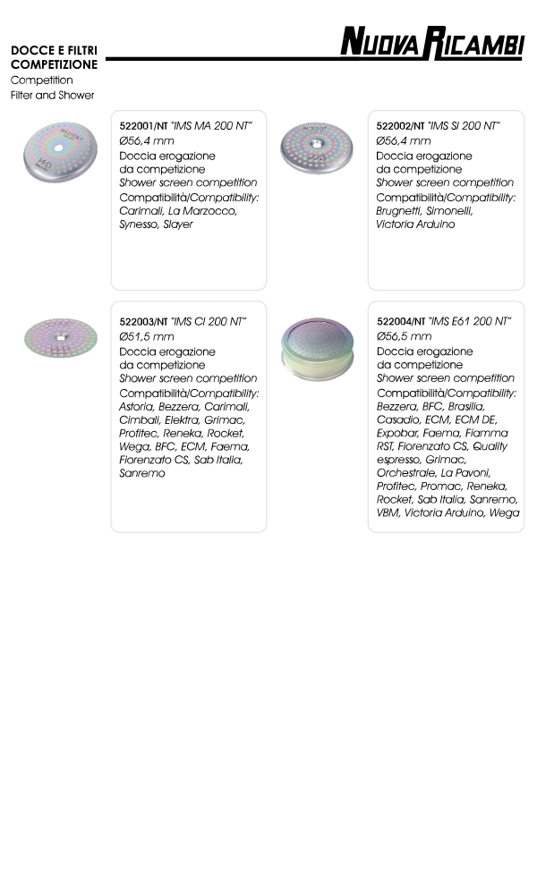 Competition filters and shower filters
